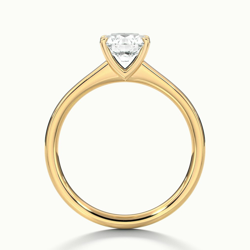 Perl 9 Carat Round Solitaire Moissanite Diamond Ring in 14k Yellow Gold