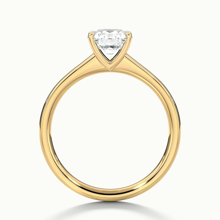 Perl 9 Carat Round Solitaire Moissanite Diamond Ring in 14k Yellow Gold