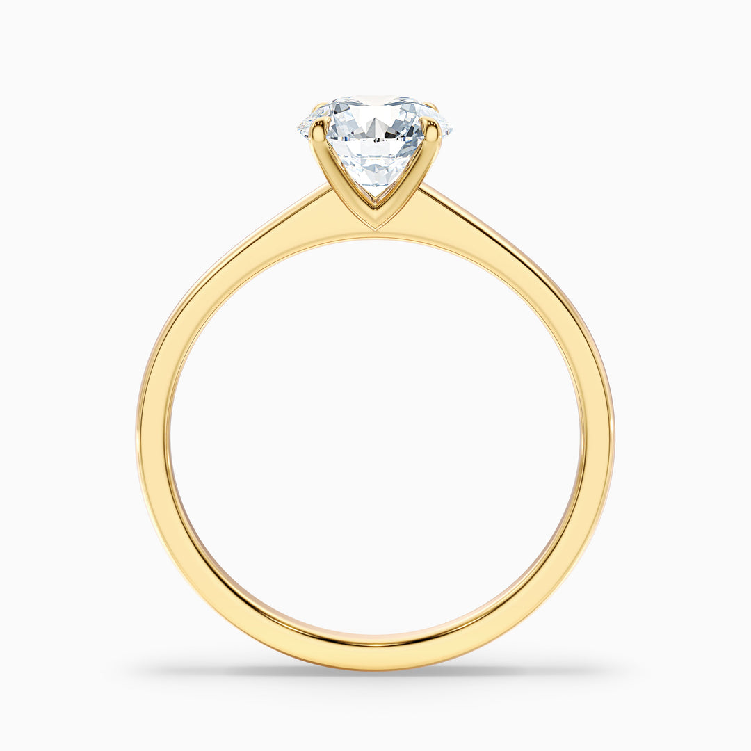 perl 7 carat round solitaire moissanite diamond ring in 14k yellow gold -  Side View