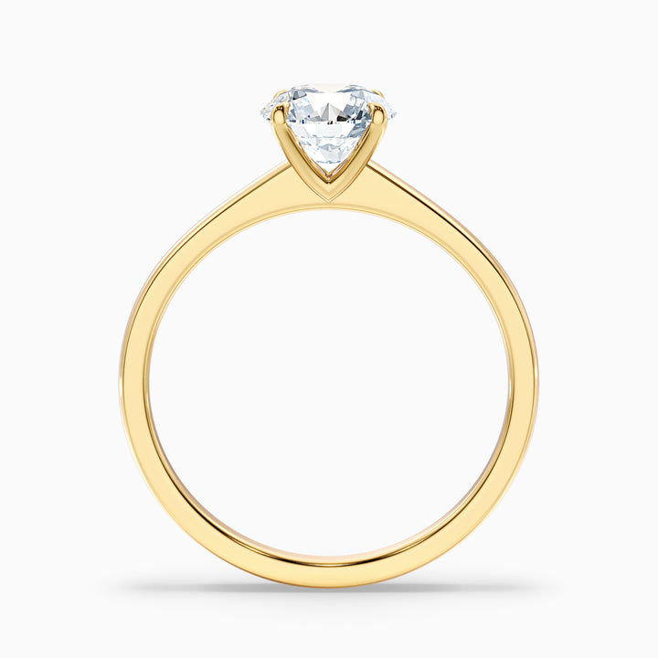 perl 7 carat round solitaire moissanite diamond ring in 14k yellow gold -  Side View