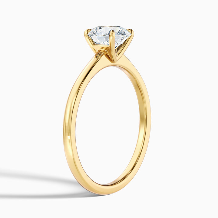 perl 7 carat round solitaire moissanite diamond ring in 14k yellow gold -  Detail View