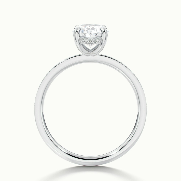 Kara 5 Carat Oval Hidden Halo Scallop Moissanite Diamond Ring in 10k White Gold