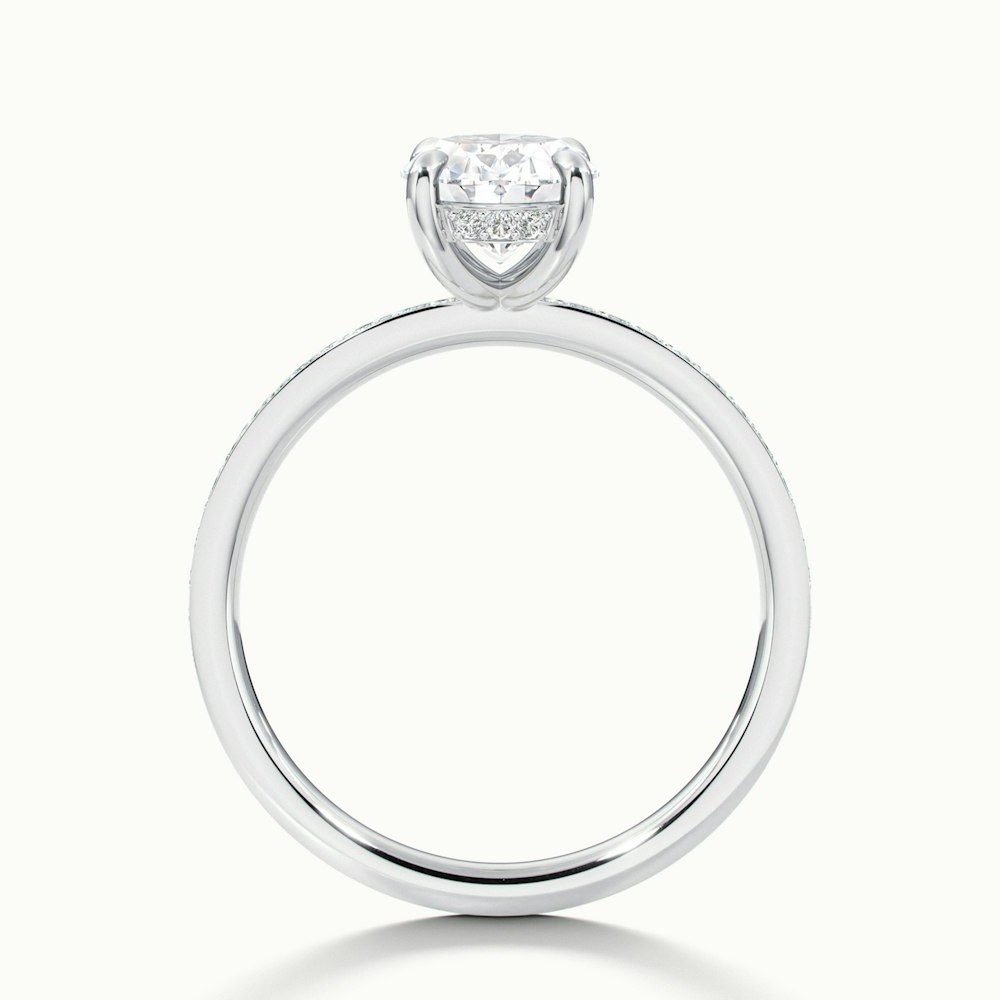 Kath 10 Carat Oval Hidden Halo ScallopMoissanite Diamond Ring in 14k White Gold