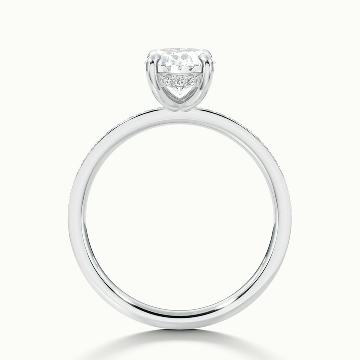 Kath 10 Carat Oval Hidden Halo ScallopMoissanite Diamond Ring in 18k White Gold