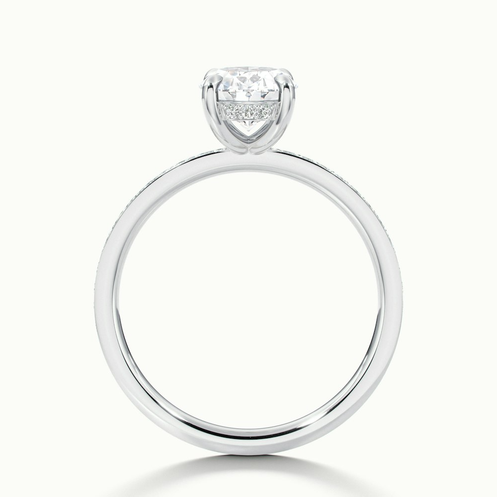 Kara 2 Carat Oval Hidden Halo Scallop Moissanite Diamond Ring in 10k White Gold