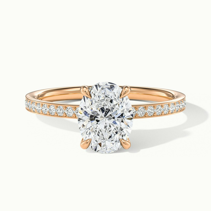 Kara 3.5 Carat Oval Hidden Halo Scallop Moissanite Diamond Ring in 14k Rose Gold