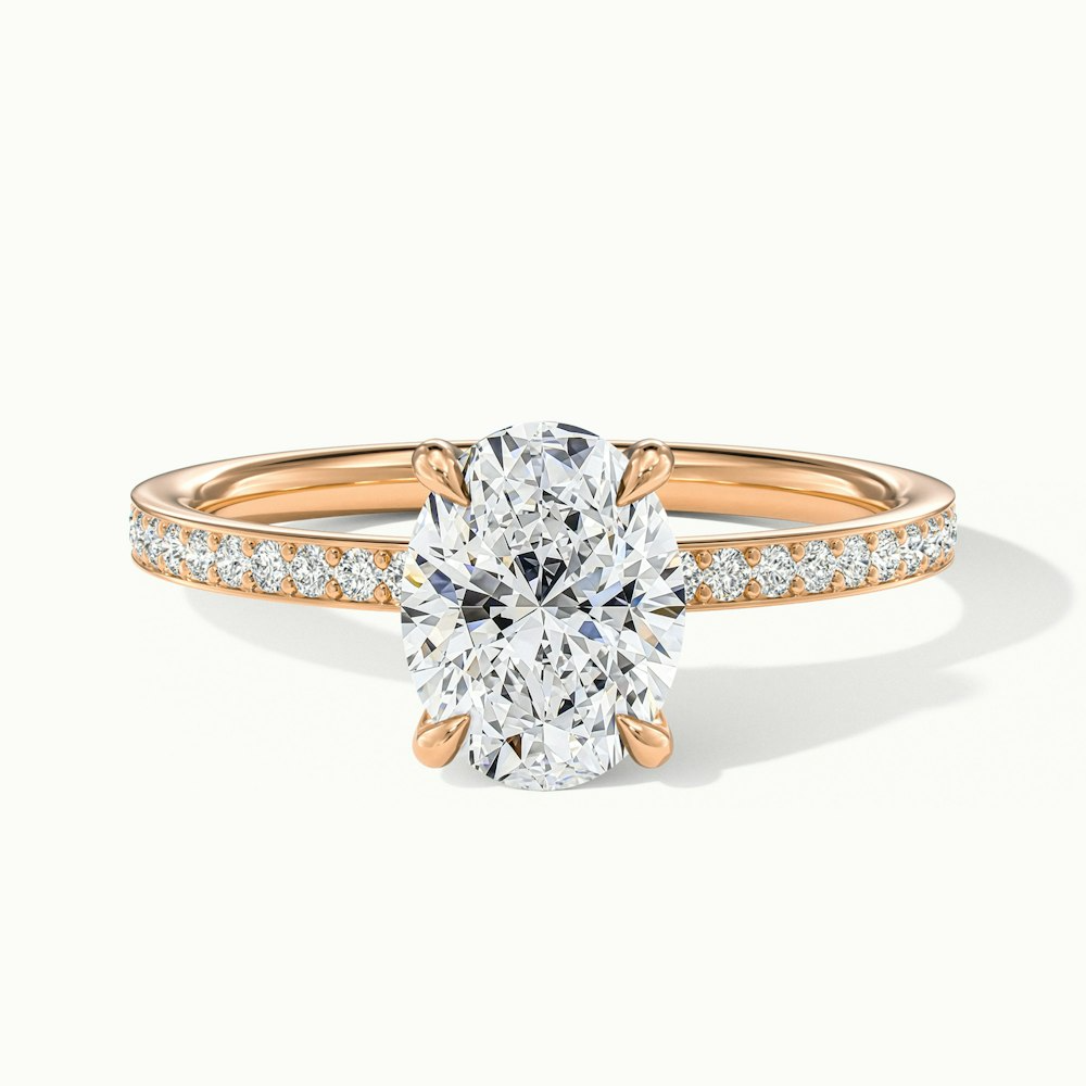 Kara 4.5 Carat Oval Hidden Halo Scallop Moissanite Diamond Ring in 14k Rose Gold