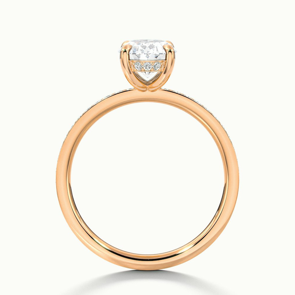 Kara 3 Carat Oval Hidden Halo Scallop Moissanite Diamond Ring in 18k Rose Gold