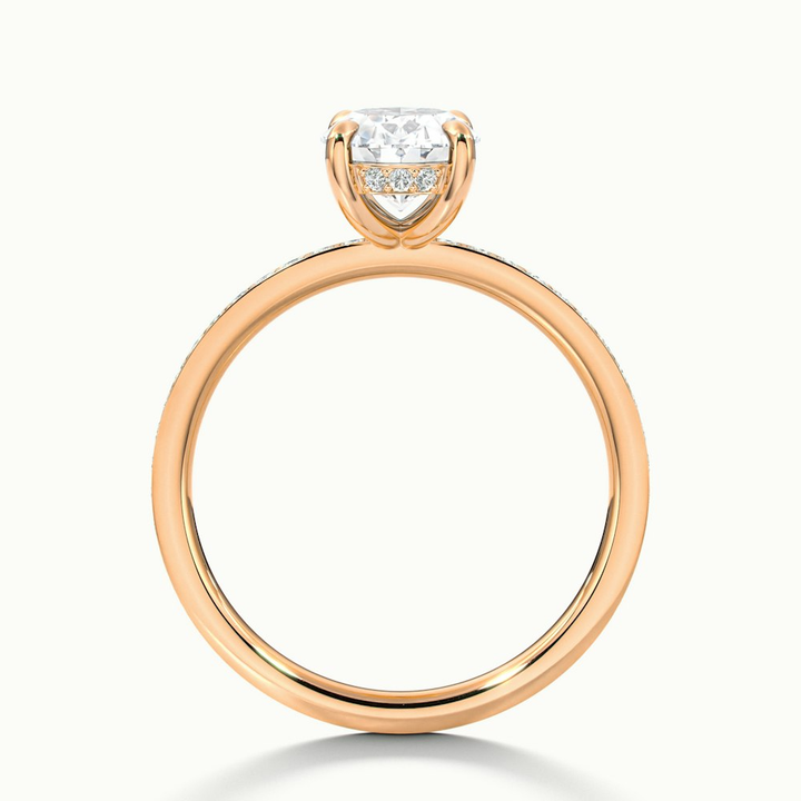 Kara 1 Carat Oval Hidden Halo Scallop Moissanite Diamond Ring in 10k Rose Gold