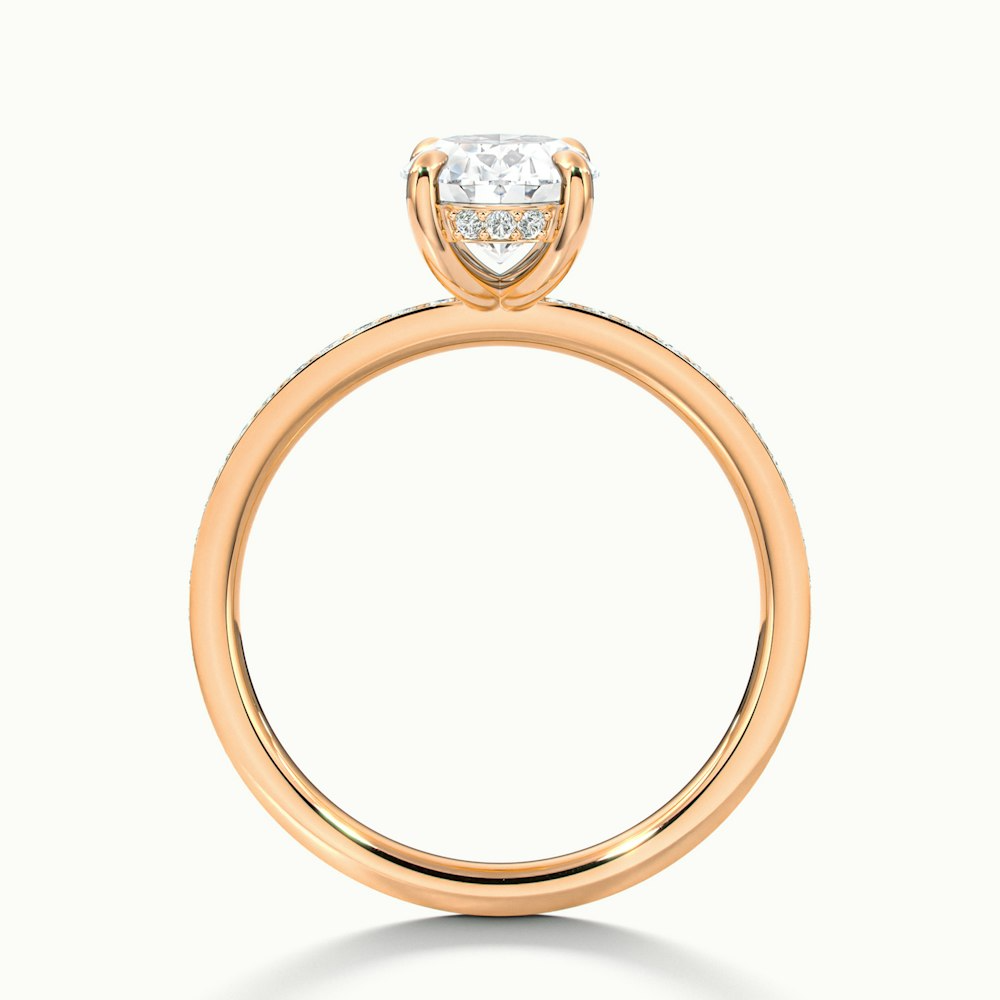 Cora 1 Carat Oval Hidden Halo Scallop Lab Grown Engagement Ring in 18k Rose Gold