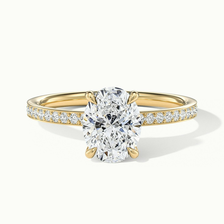 Cora 2 Carat Oval Hidden Halo Scallop Lab Grown Engagement Ring in 10k Yellow Gold