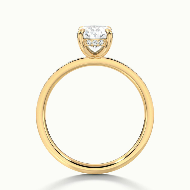 Cora 3 Carat Oval Hidden Halo Scallop Lab Grown Engagement Ring in 18k Yellow Gold