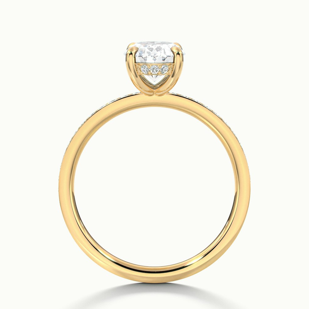 Kath 8 Carat Oval Hidden Halo ScallopMoissanite Diamond Ring in 18k Yellow Gold