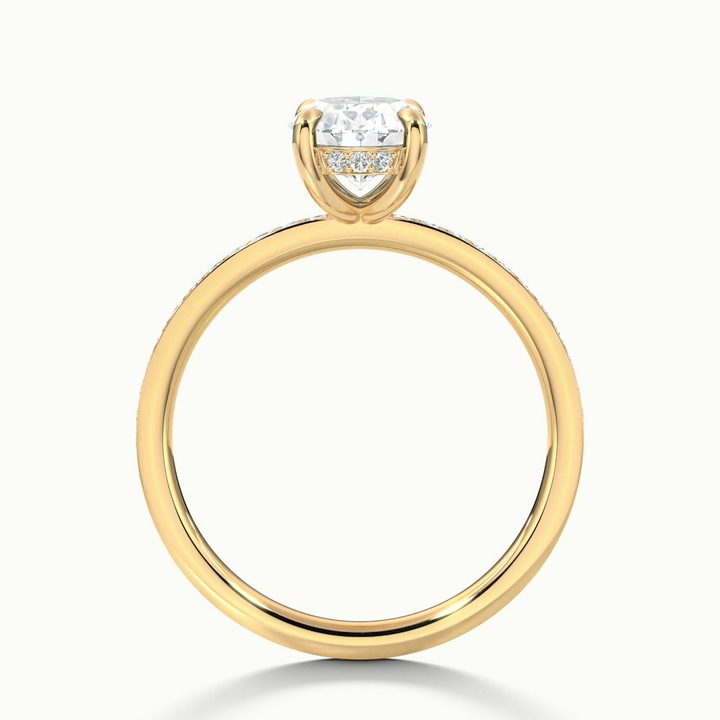 Cora 1.5 Carat Oval Hidden Halo Scallop Lab Grown Engagement Ring in 18k Yellow Gold
