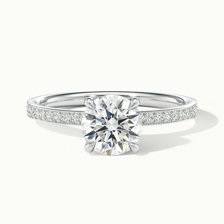 Cris 4 Carat Round Hidden Halo Pave Lab Grown Engagement Ring in 10k White Gold