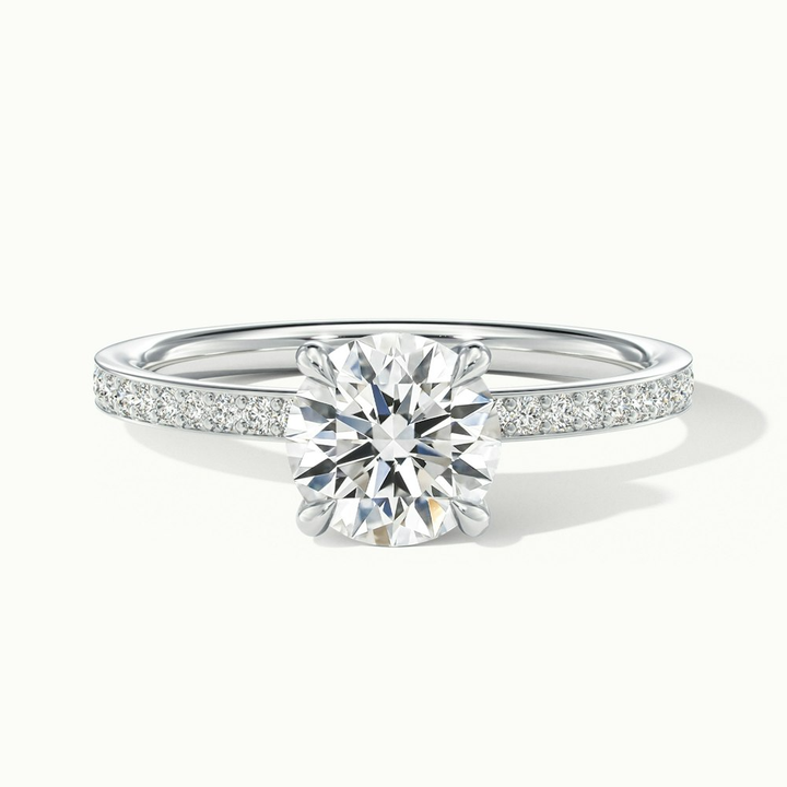 Julia 5 Carat Round Hidden Halo Pave Moissanite Diamond Ring in 10k White Gold