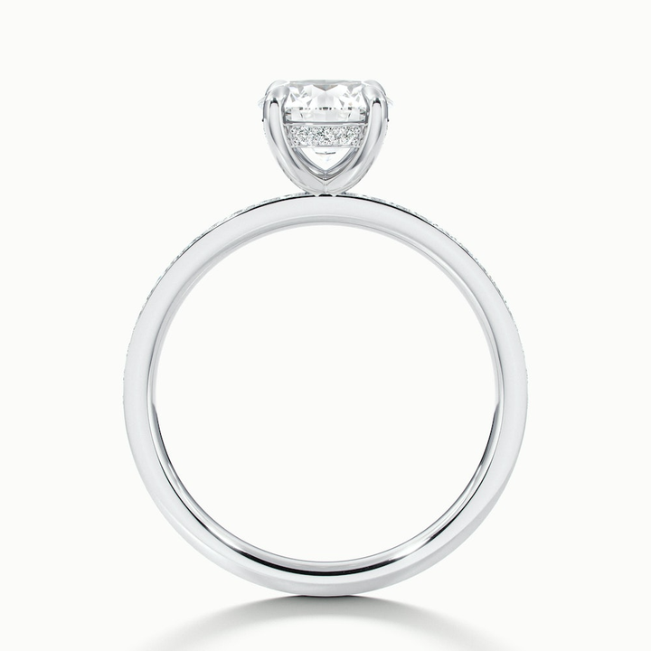 Cris 1 Carat Round Hidden Halo Pave Lab Grown Engagement Ring in Platinum