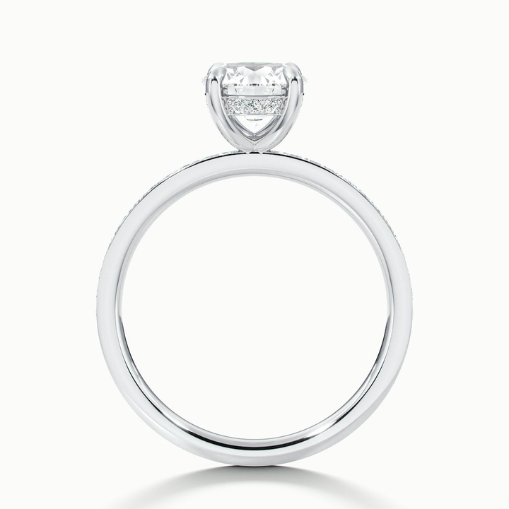 Cris 1 Carat Round Hidden Halo Pave Lab Grown Engagement Ring in 18k White Gold