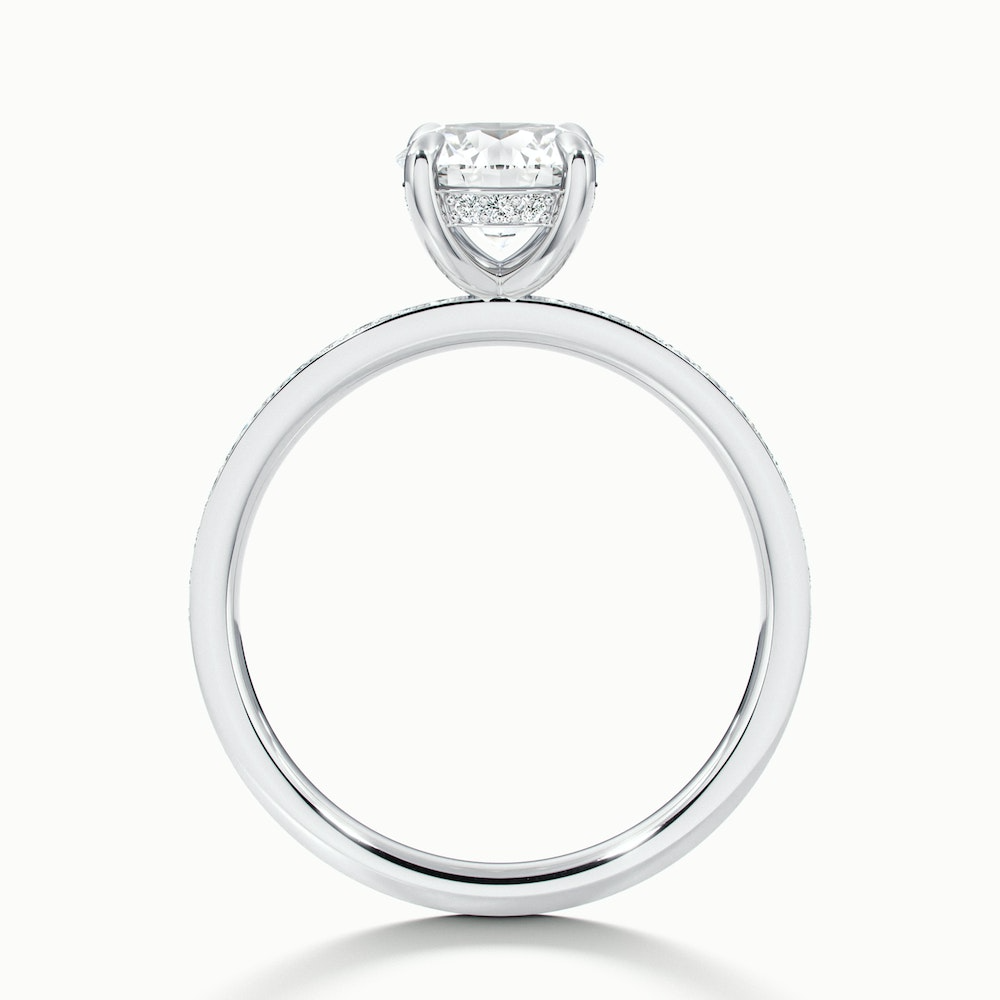 Julia 2 Carat Round Hidden Halo Pave Moissanite Diamond Ring in 18k White Gold