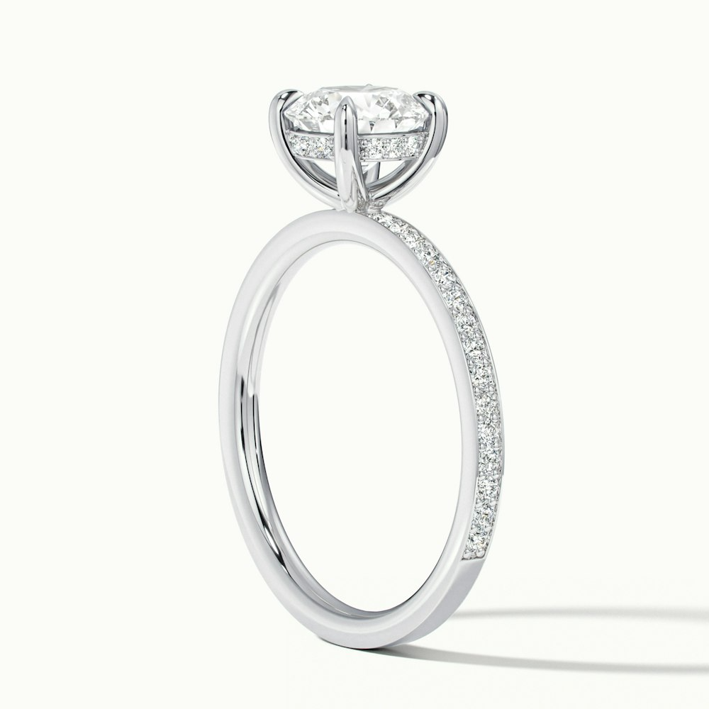 Cris 5 Carat Round Hidden Halo Pave Lab Grown Engagement Ring in 18k White Gold