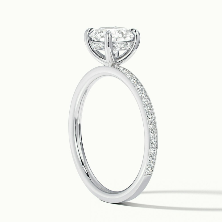 Cris 1 Carat Round Hidden Halo Pave Lab Grown Engagement Ring in 18k White Gold