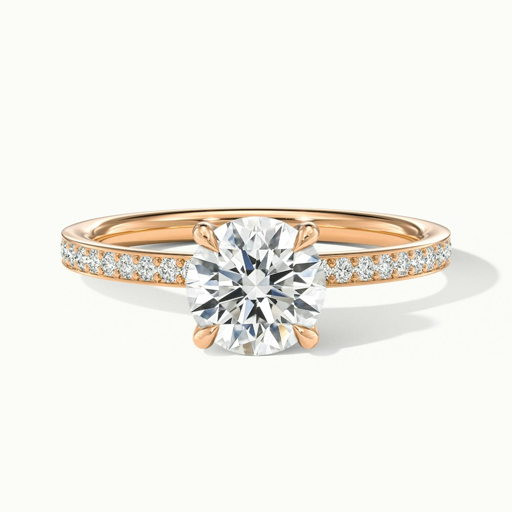 Julia 2.5 Carat Round Hidden Halo Pave Moissanite Diamond Ring in 18k Rose Gold