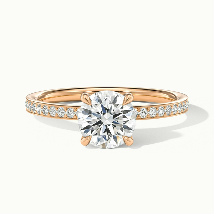 Julia 2.5 Carat Round Hidden Halo Pave Moissanite Diamond Ring in 18k Rose Gold