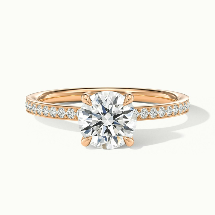 Cris 1 Carat Round Hidden Halo Pave Lab Grown Engagement Ring in 18k Rose Gold
