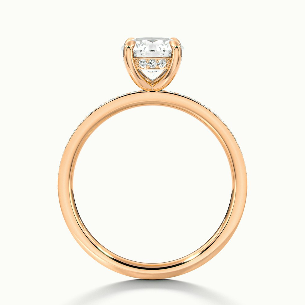 Juli 8 Carat Round Hidden Halo Pave Moissanite Diamond Ring in 18k Rose Gold