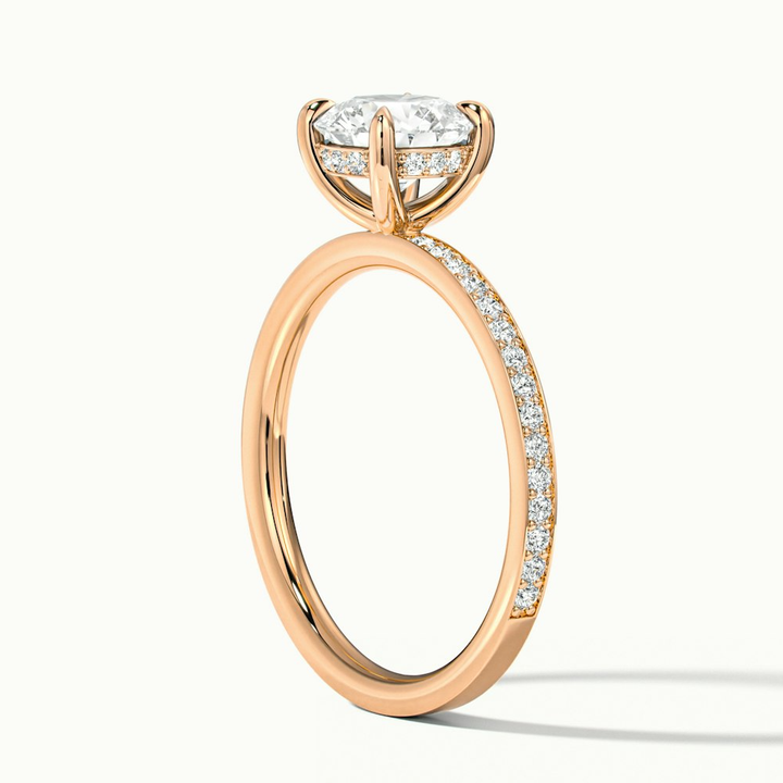 Cris 1 Carat Round Hidden Halo Pave Lab Grown Engagement Ring in 18k Rose Gold