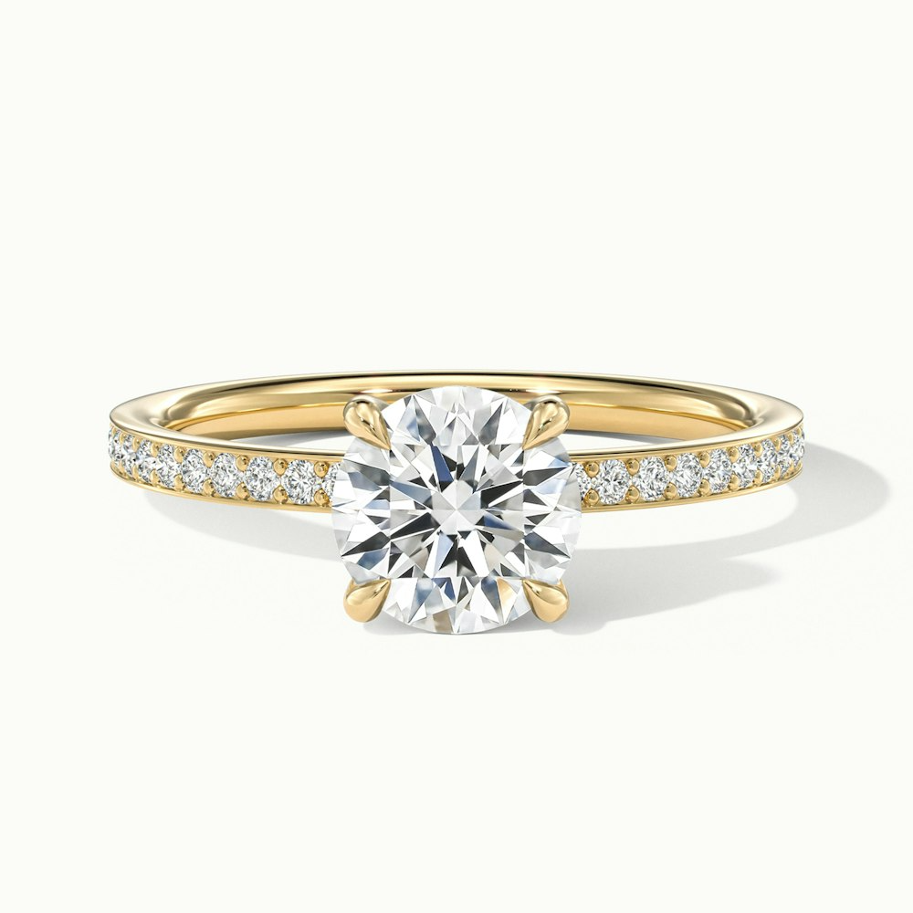 Cris 4 Carat Round Hidden Halo Pave Lab Grown Engagement Ring in 14k Yellow Gold