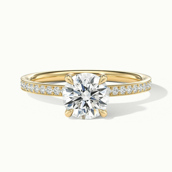 Cris 4 Carat Round Hidden Halo Pave Lab Grown Engagement Ring in 14k Yellow Gold