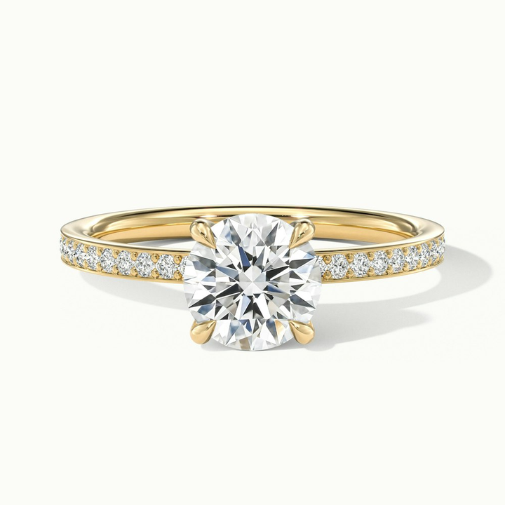 Julia 1.5 Carat Round Hidden Halo Pave Moissanite Diamond Ring in 18k Yellow Gold