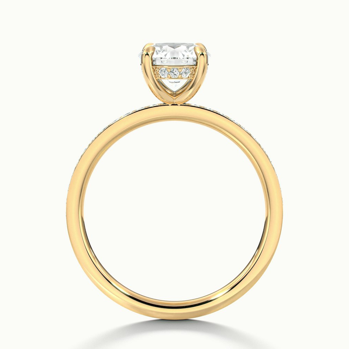 Cris 4.5 Carat Round Hidden Halo Pave Lab Grown Engagement Ring in 14k Yellow Gold