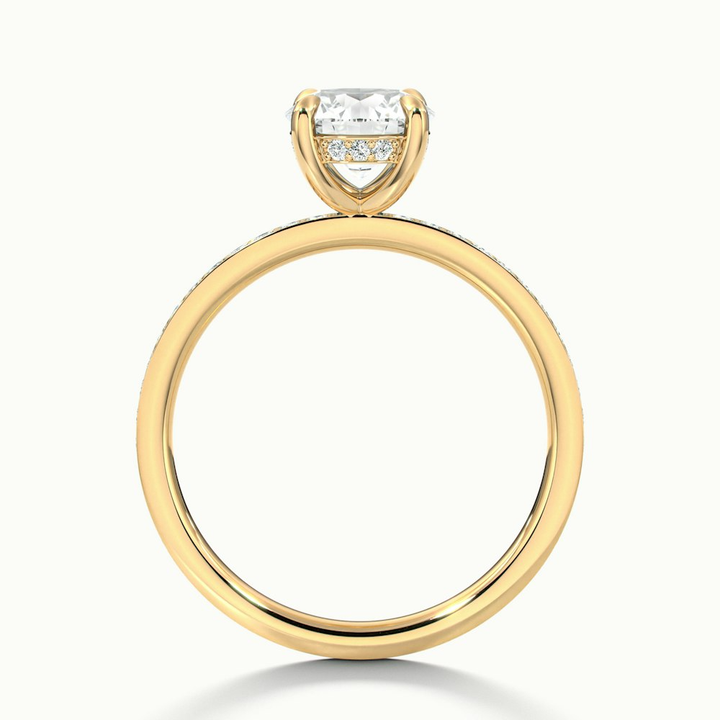 Cris 1.5 Carat Round Hidden Halo Pave Lab Grown Engagement Ring in 18k Yellow Gold
