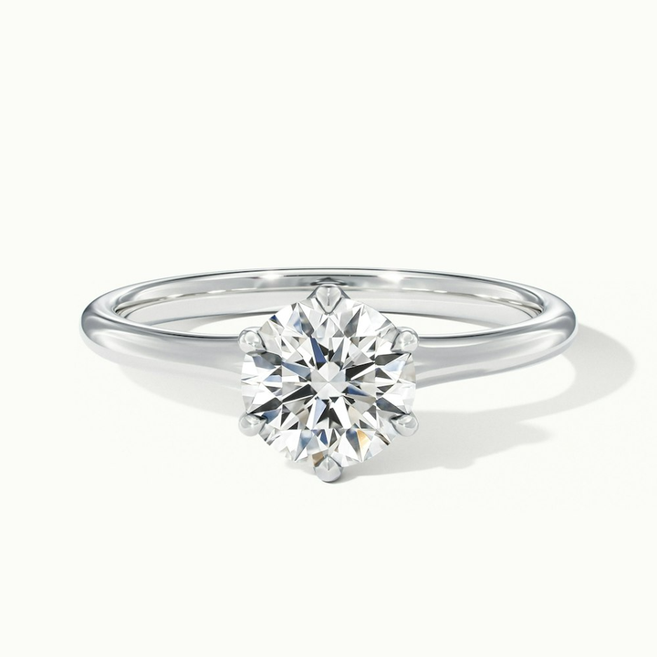 Joya 6 Carat Round Solitaire Moissanite Diamond Ring in 10k White Gold