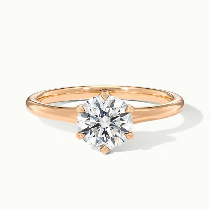 June 3.5 Carat Round Solitaire Moissanite Diamond Ring in 14k Rose Gold