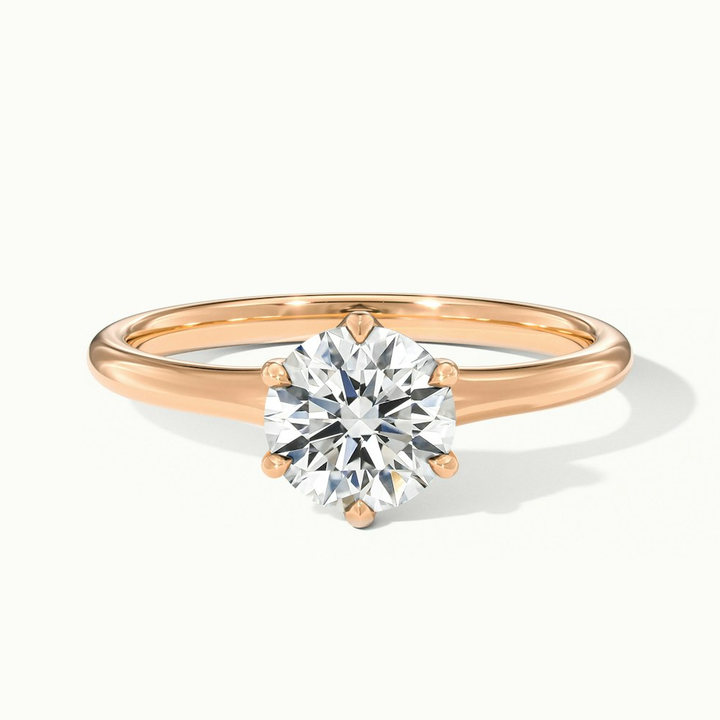 Gina 1.5 Carat Round Solitaire Lab Grown Engagement Ring in 10k Rose Gold
