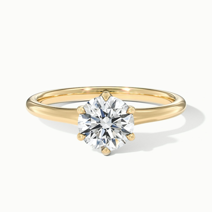 June 4 Carat Round Solitaire Moissanite Diamond Ring in 10k Yellow Gold