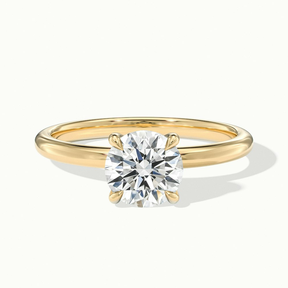 Jany 3 Carat Round Cut Solitaire Moissanite Diamond Ring in 14k Yellow Gold