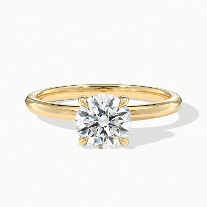 Jany 4 Carat Round Cut Solitaire Moissanite Diamond Ring in 14k Yellow Gold