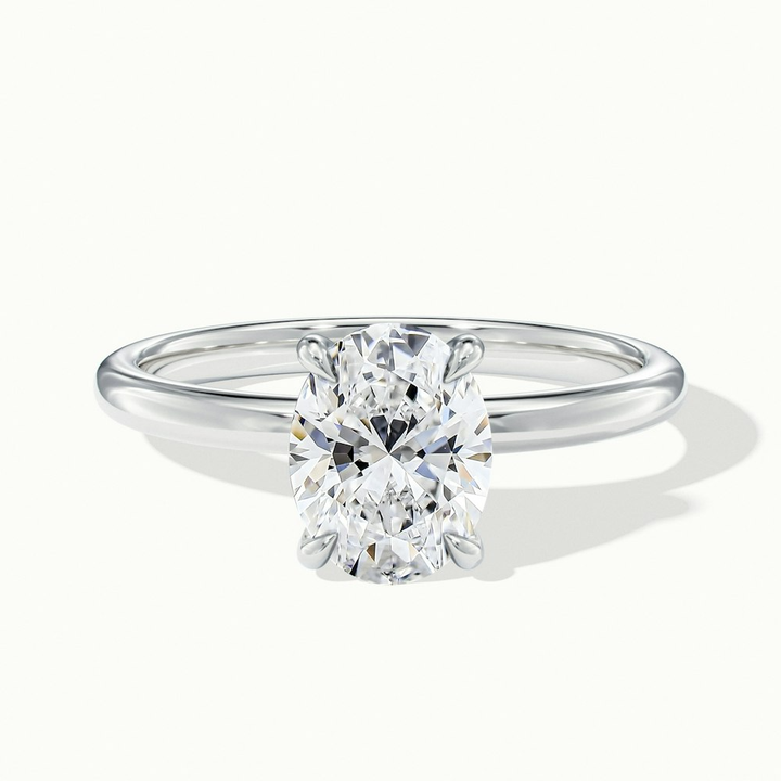 Jade 5.5 Carat Oval Cut Solitaire Moissanite Diamond Ring in 14k White Gold