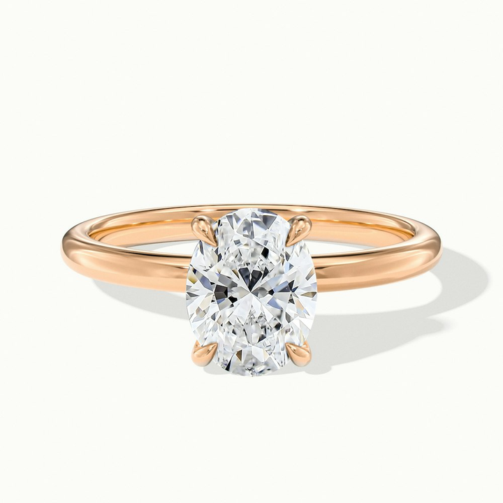 Hailey 1 Carat Oval Cut Solitaire Lab Grown Engagement Ring in 14k Rose Gold