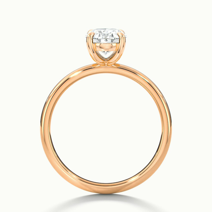 Jade 1 Carat Oval Cut Solitaire Moissanite Diamond Ring in 10k Rose Gold