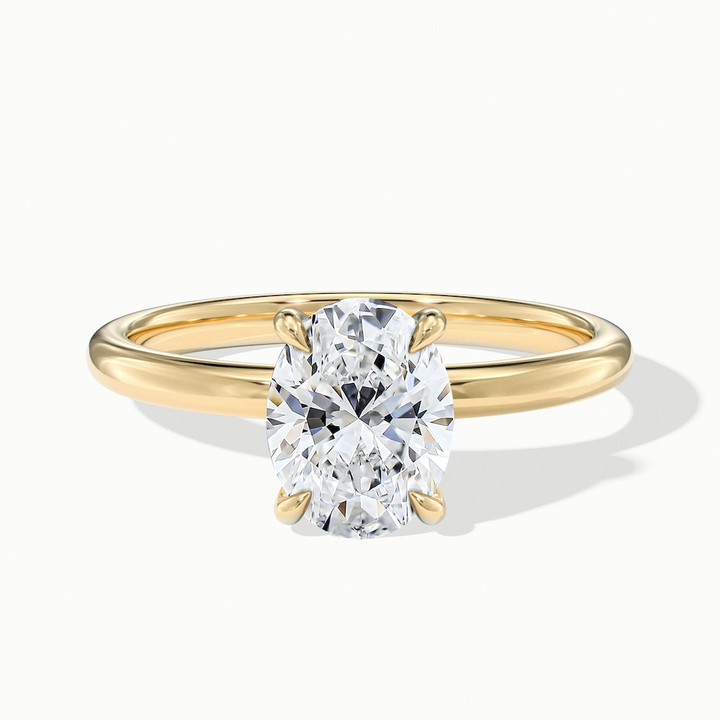 Jade 3 Carat Oval Cut Solitaire Moissanite Diamond Ring in 10k Yellow Gold