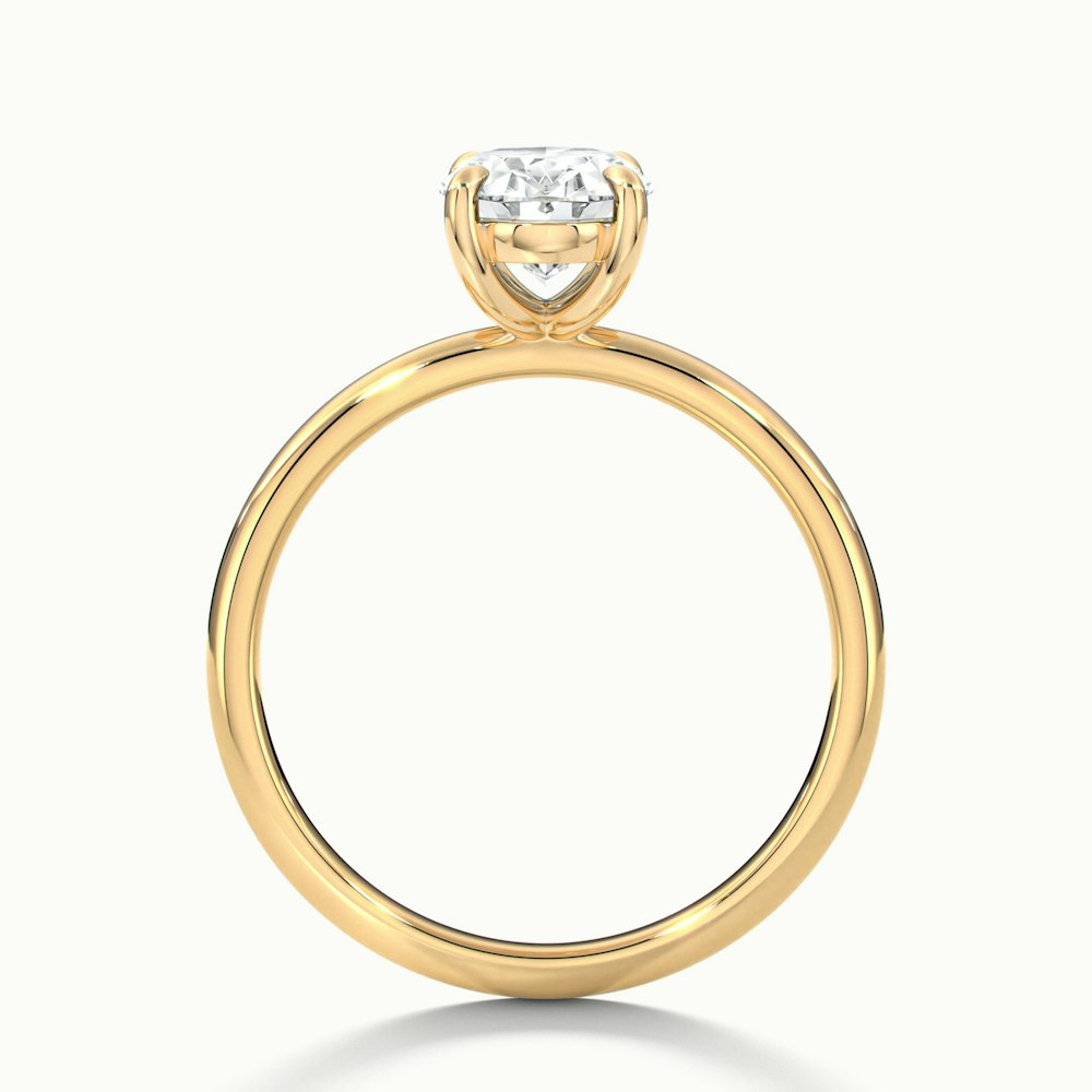 Jade 2 Carat Oval Cut Solitaire Moissanite Diamond Ring in 10k Yellow Gold
