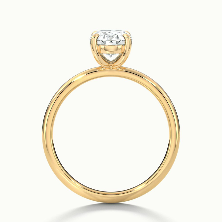 Jade 2 Carat Oval Cut Solitaire Moissanite Diamond Ring in 10k Yellow Gold