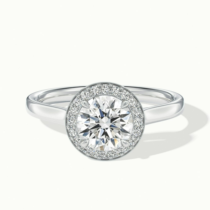 Iva 2.5 Carat Round Halo Moissanite Diamond Ring in 10k White Gold