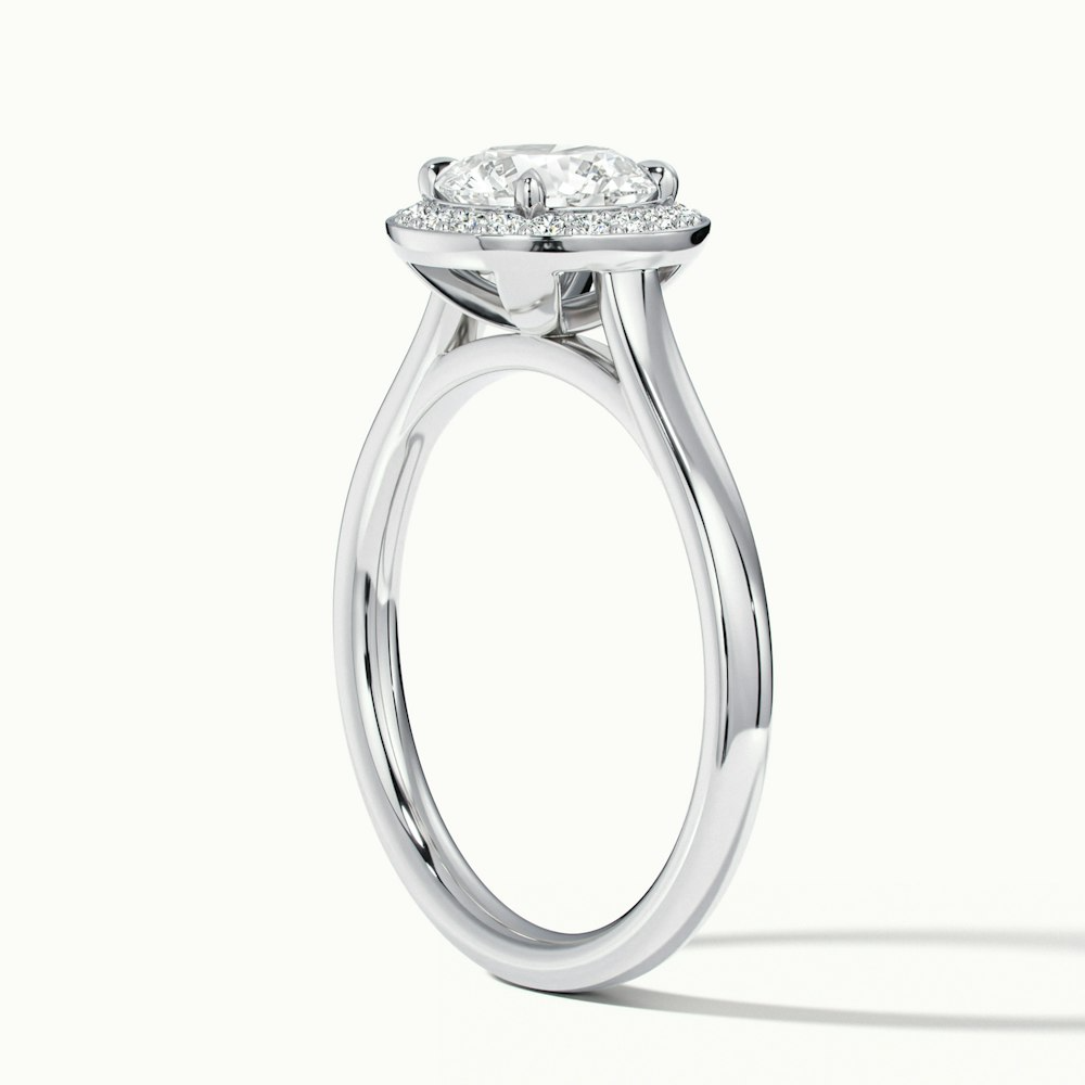 Iva 4.5 Carat Round Halo Moissanite Diamond Ring in 14k White Gold