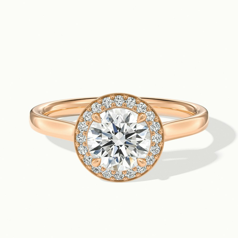 Iva 4.5 Carat Round Halo Moissanite Diamond Ring in 14k Rose Gold